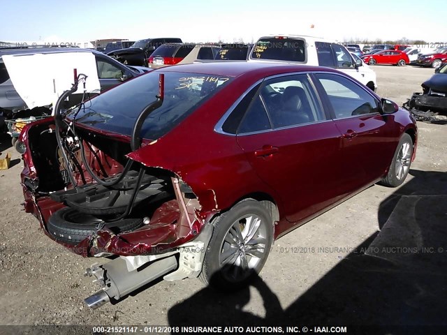 4T1BF1FK8GU606277 - 2016 TOYOTA CAMRY LE/XLE/SE/XSE RED photo 4