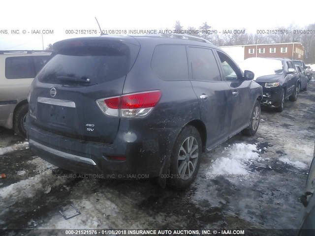 5N1AR2MM4EC712161 - 2014 NISSAN PATHFINDER S/SV/SL/PLATINUM GRAY photo 4