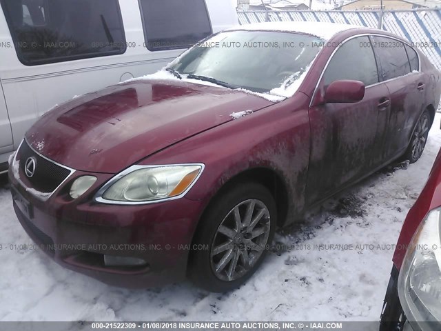 JTHCH96S260009759 - 2006 LEXUS GS GENERATION 200 300 BURGUNDY photo 2