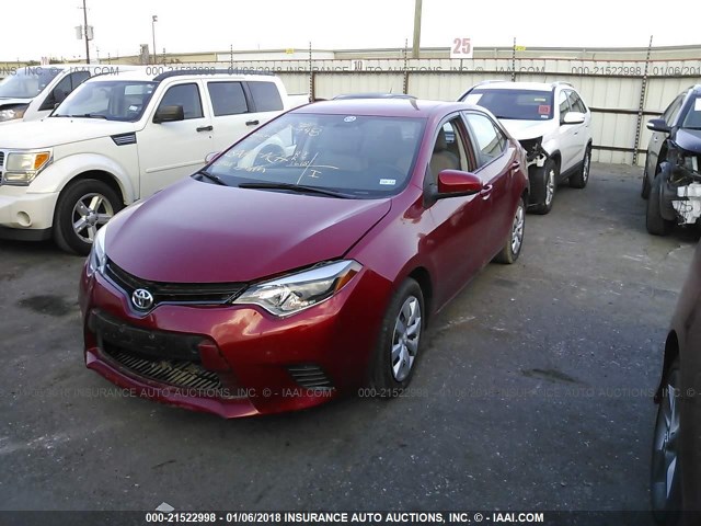 5YFBURHE2GP480415 - 2016 TOYOTA COROLLA L/LE/LE PLS/PRM/S/S PLS RED photo 2