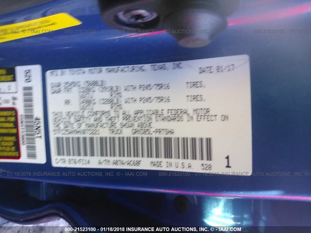 5TFCZ5AN9HX073221 - 2017 TOYOTA TACOMA DBL CAB/SR/TRDSPT/OR/PRO მუქი ლურჯი ფოტო 9