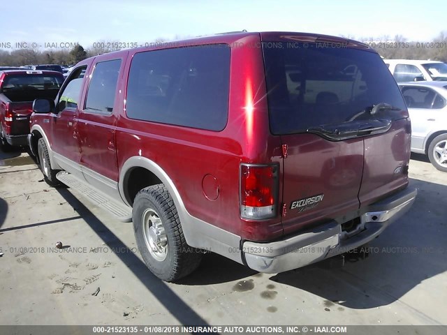 1FMNU42S8YEC61709 - 2000 FORD EXCURSION LIMITED MAROON photo 3