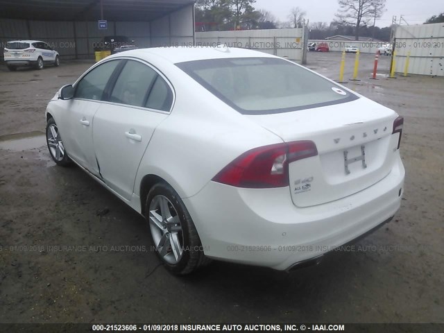 YV140MFK0F2337714 - 2015 VOLVO S60 PREMIER WHITE photo 3