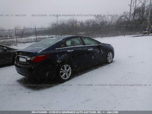 5NPEC4AC1DH631524 - 2013 HYUNDAI SONATA SE/LIMITED BLUE photo 4