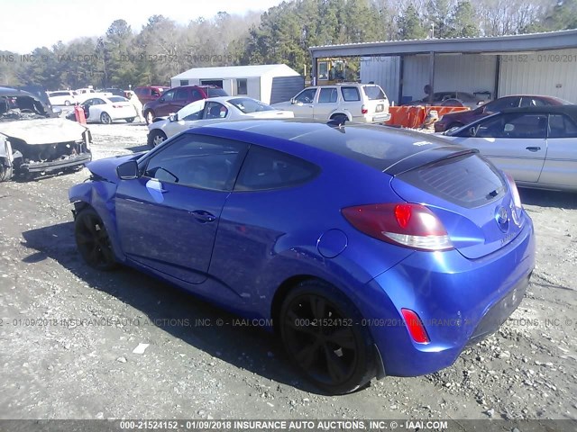 KMHTC6AD7CU072010 - 2012 HYUNDAI VELOSTER BLUE photo 3