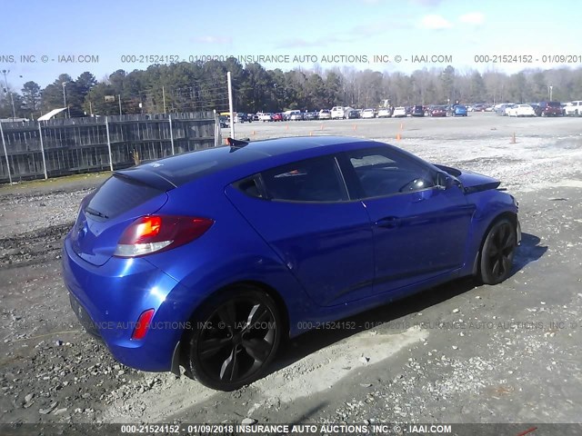 KMHTC6AD7CU072010 - 2012 HYUNDAI VELOSTER BLUE photo 4