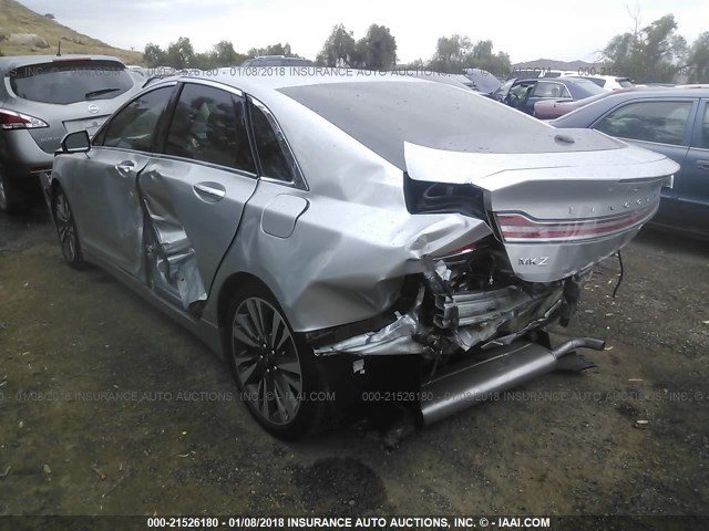 3LN6L5MU2HR619184 - 2017 LINCOLN MKZ HYBRID RESERVE SILVER photo 3