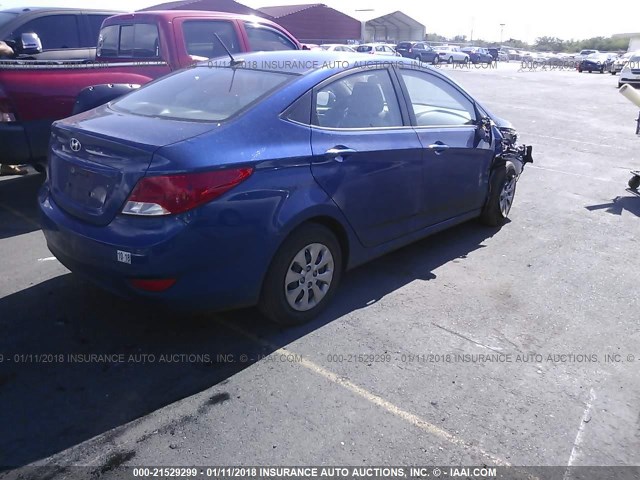 KMHCT4AEXGU968045 - 2016 HYUNDAI ACCENT SE BLUE photo 4