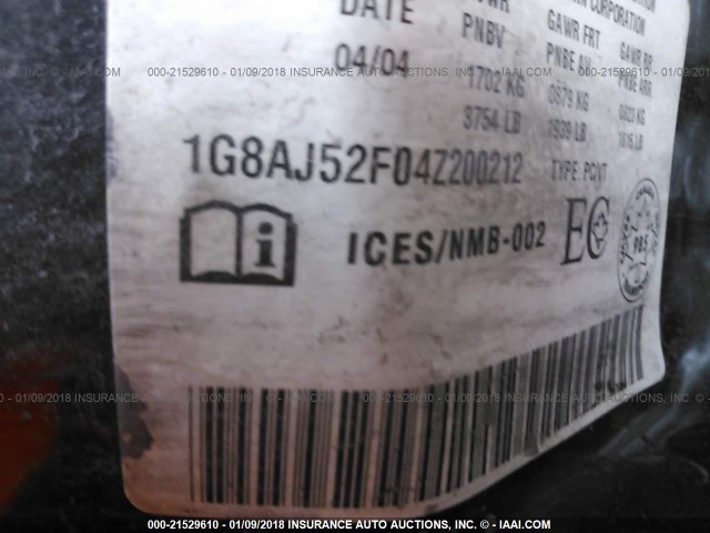 1G8AJ52F04Z200212 - 2004 SATURN ION LEVEL 2 GRAY photo 9