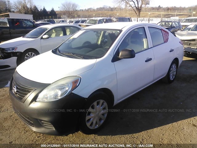 3N1CN7AP3CL807965 - 2012 NISSAN VERSA S/SV/SL WHITE photo 2