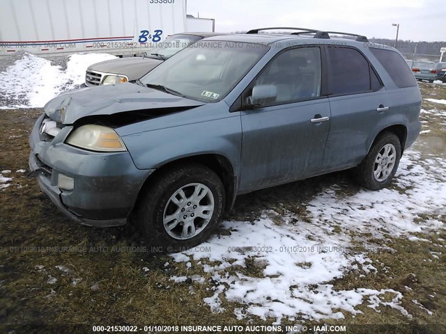 2HNYD18616H522382 - 2006 ACURA MDX TOURING BLUE photo 2