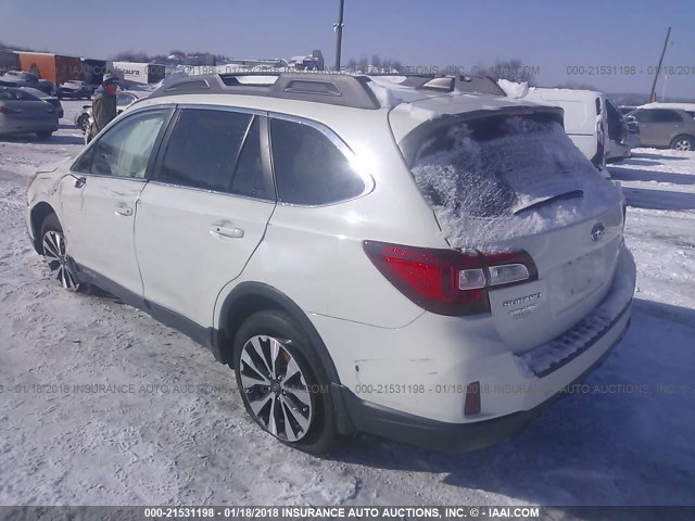 4S4BSBNC1G3312611 - 2016 SUBARU OUTBACK 2.5I LIMITED WHITE photo 3