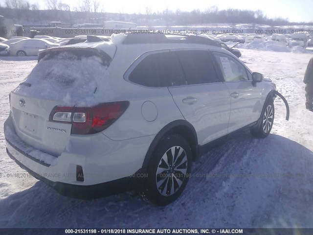 4S4BSBNC1G3312611 - 2016 SUBARU OUTBACK 2.5I LIMITED WHITE photo 4