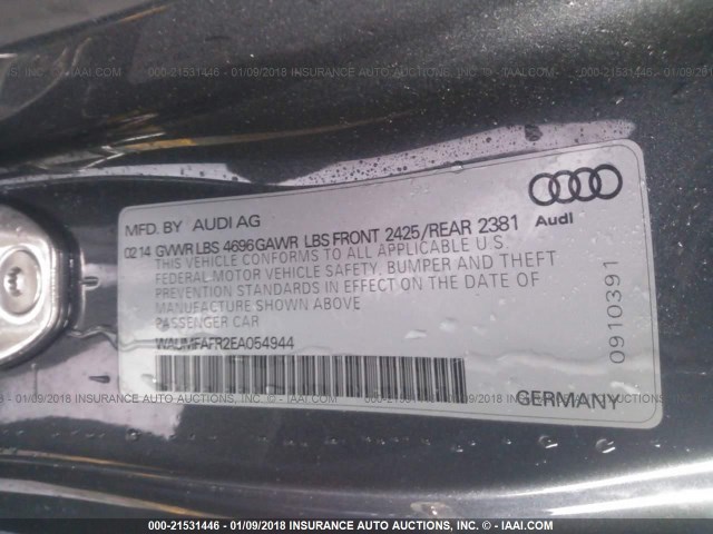 WAUMFAFR2EA054944 - 2014 AUDI A5 PREMIUM PLUS GRAY photo 9