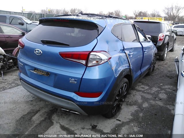 KM8J3CA23HU460587 - 2017 HYUNDAI TUCSON LIMITED/SPORT AND ECO/SE BLUE photo 4