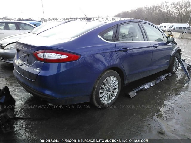 3FA6P0LU8ER359114 - 2014 FORD FUSION SE HYBRID BLUE photo 4