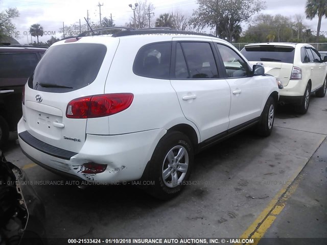 5NMSG13D79H321054 - 2009 HYUNDAI SANTA FE GLS WHITE photo 4