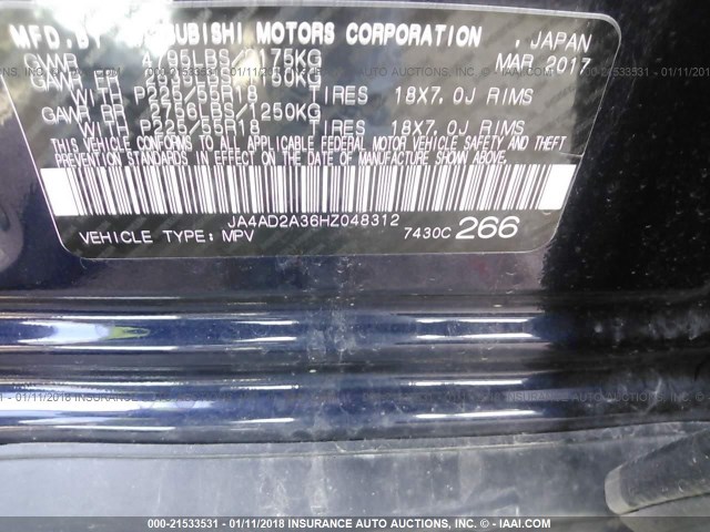 JA4AD2A36HZ048312 - 2017 MITSUBISHI OUTLANDER ES 蓝色 照片 9