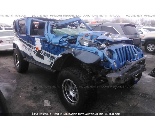 1C4BJWDG9GL156692 - 2016 JEEP WRANGLER UNLIMITE SPORT BLUE photo 1