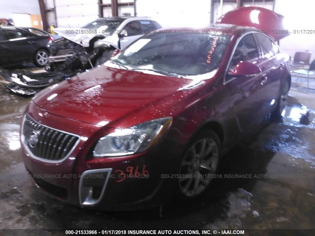 2G4GV5GV1D9158823 - 2013 BUICK REGAL GS RED photo 2