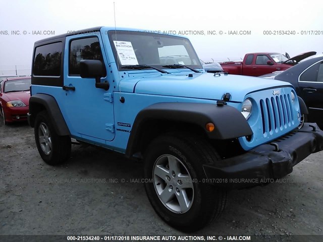 1C4AJWAG9HL582514 - 2017 JEEP WRANGLER SPORT BLUE photo 1