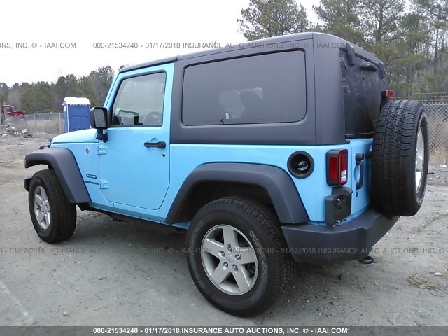 1C4AJWAG9HL582514 - 2017 JEEP WRANGLER SPORT BLUE photo 3