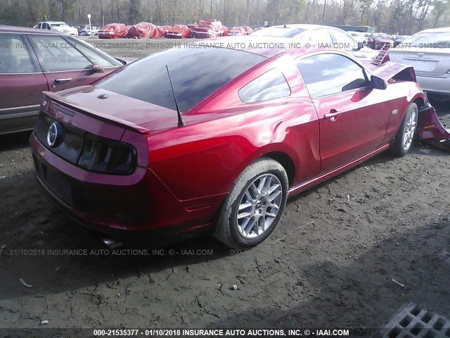 1ZVBP8CFXD5243047 - 2013 FORD MUSTANG GT RED photo 4