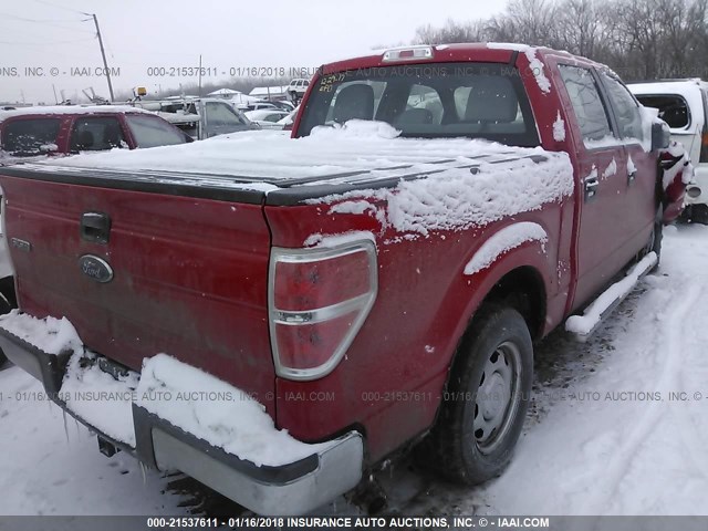 1FTEW1CMXEKF78725 - 2014 FORD F150 SUPERCREW RED photo 4