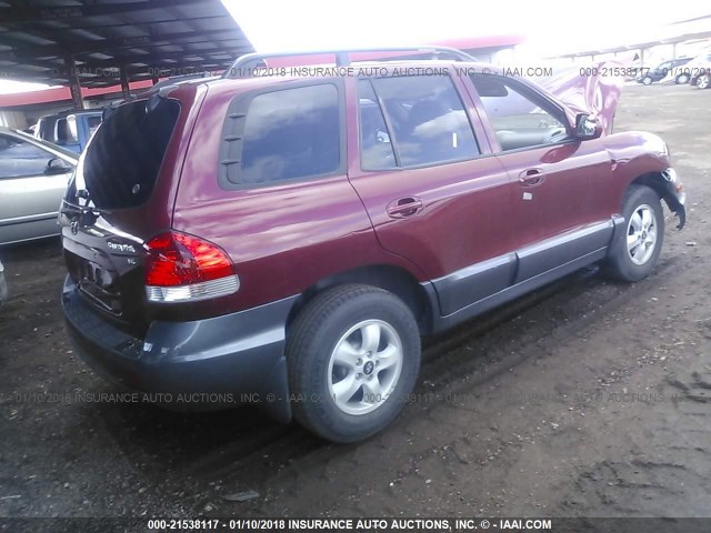 KM8SC13D65U931988 - 2005 HYUNDAI SANTA FE GLS/LX BURGUNDY photo 4