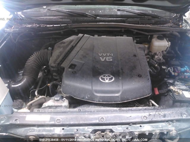 5TFUU4EN0BX010409 - 2011 TOYOTA TACOMA ACCESS CAB მწვანე ფოტო 10