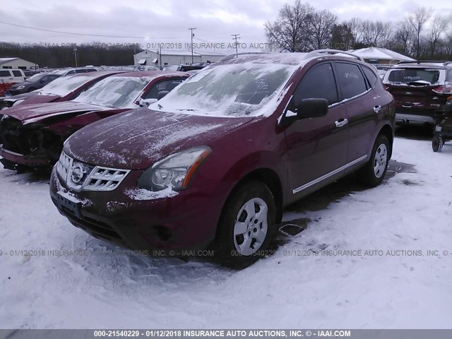 JN8AS5MTXFW655258 - 2015 NISSAN ROGUE SELECT S MAROON photo 2