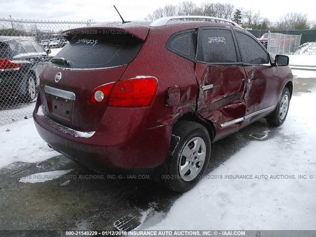 JN8AS5MTXFW655258 - 2015 NISSAN ROGUE SELECT S MAROON photo 4