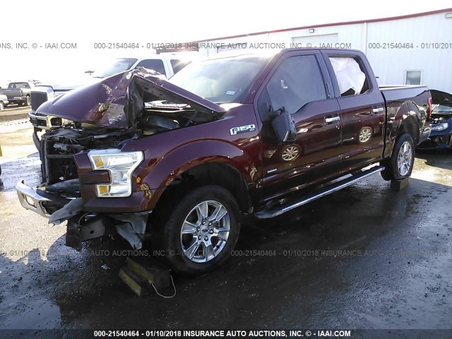 1FTEW1CG8FKE83544 - 2015 FORD F150 SUPERCREW BROWN photo 2