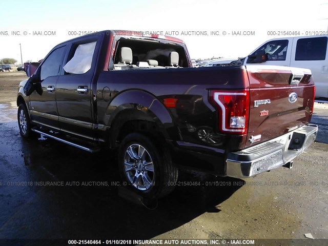 1FTEW1CG8FKE83544 - 2015 FORD F150 SUPERCREW BROWN photo 3