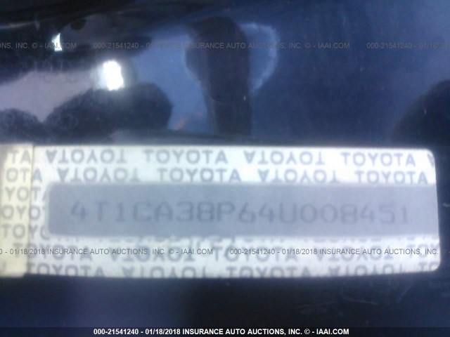 4T1CA38P64U008451 - 2004 TOYOTA CAMRY SOLARA SE/SLE BLACK photo 9