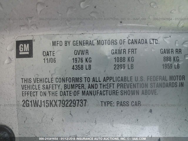 2G1WJ15KX79229737 - 2007 CHEVROLET MONTE CARLO LS 银色 照片 9