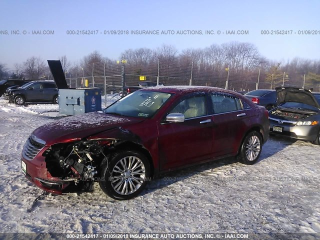1C3BC2FB7BN569572 - 2011 CHRYSLER 200 LIMITED RED photo 2