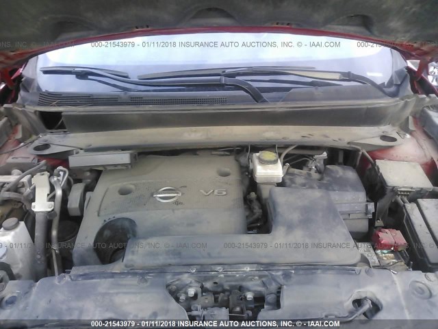 5N1AR2MN9DC654510 - 2013 NISSAN PATHFINDER S/SV/SL/PLATINUM 栗色 照片 10