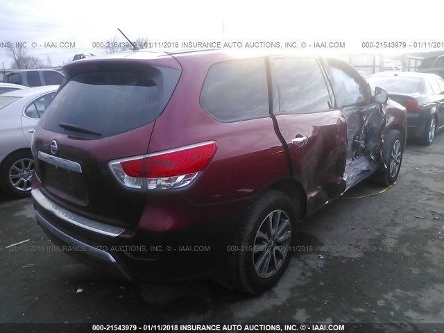 5N1AR2MN9DC654510 - 2013 NISSAN PATHFINDER S/SV/SL/PLATINUM 栗色 照片 4