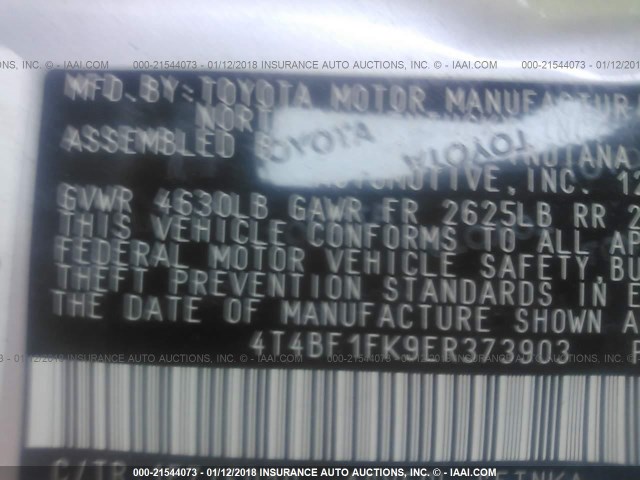 4T4BF1FK9ER373903 - 2014 TOYOTA CAMRY L/SE/LE/XLE Gümüş foto 9