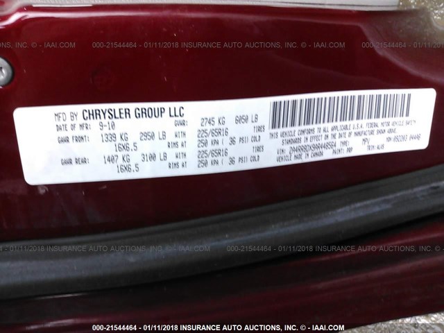 2A4RR8DX9AR448564 - 2010 CHRYSLER TOWN & COUNTRY TOURING PLUS BURGUNDY photo 9