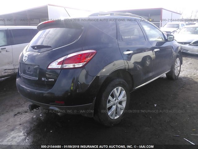 JN8AZ1MW1DW314150 - 2013 NISSAN MURANO S/SL/LE BLACK photo 4