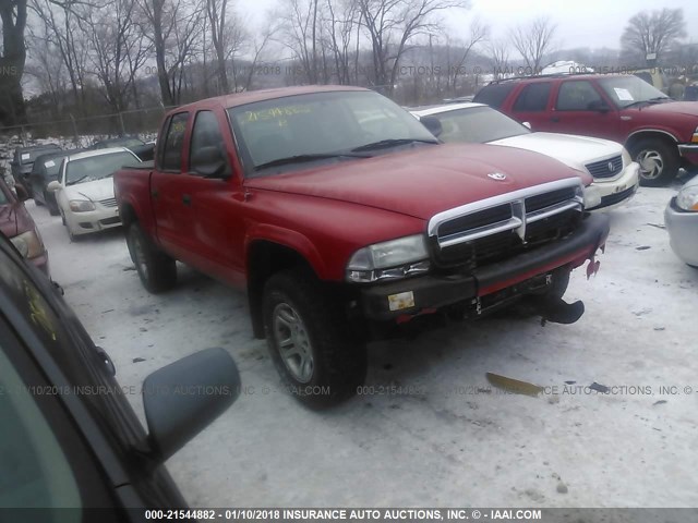 1D7HG38N94S504353 - 2004 DODGE DAKOTA QUAD SPORT RED photo 1