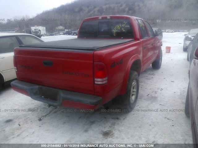 1D7HG38N94S504353 - 2004 DODGE DAKOTA QUAD SPORT RED photo 4