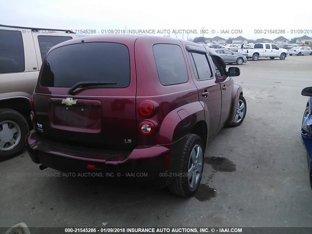 3GNDA13D78S627549 - 2008 CHEVROLET HHR LS MAROON photo 4