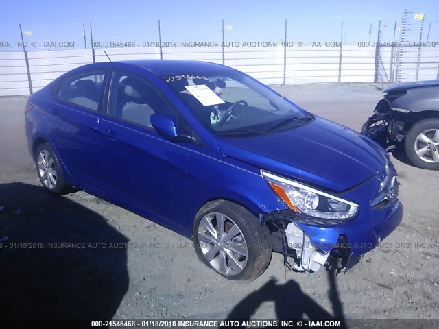 KMHCU4AE3EU620467 - 2014 HYUNDAI ACCENT GLS/SE BLUE photo 1