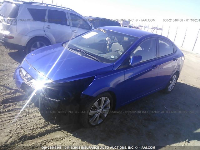 KMHCU4AE3EU620467 - 2014 HYUNDAI ACCENT GLS/SE BLUE photo 2