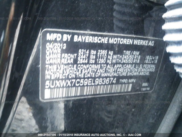 5UXWX7C59EL983674 - 2014 BMW X3 XDRIVE35I BLACK photo 9