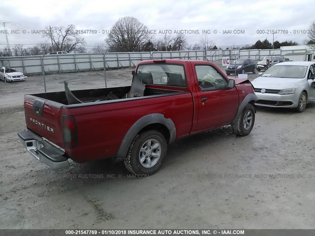 1N6DD21S31C311811 - 2001 NISSAN FRONTIER XE RED photo 4
