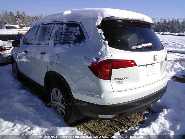 5FNYF5H15GB032482 - 2016 HONDA PILOT LX WHITE photo 3